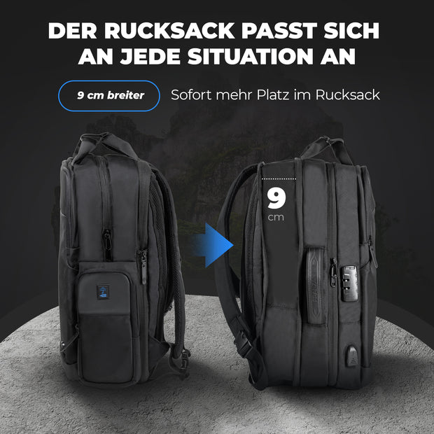 Franzani® Rucksack für Damen & Herren- wasserdicht & hochwertig - mit viel Stauraum - ideal als Laptop & Reiserucksack oder als Business Backpack