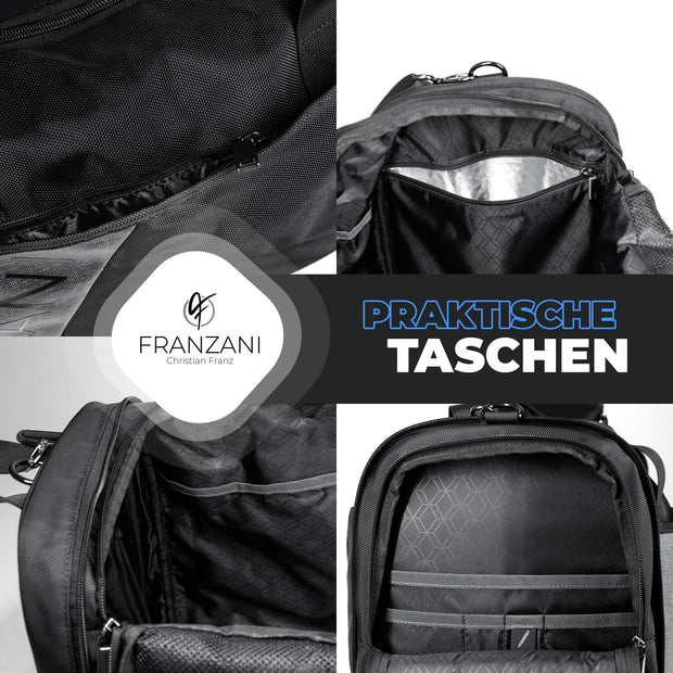 Franzani® Sport & Reisetasche 45L- wasserfest- mit Schuhfach & Nassfac