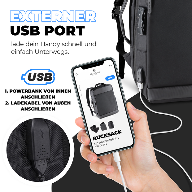Franzani® Rucksack für Damen & Herren- wasserdicht & hochwertig - mit viel Stauraum - ideal als Laptop & Reiserucksack oder als Business Backpack